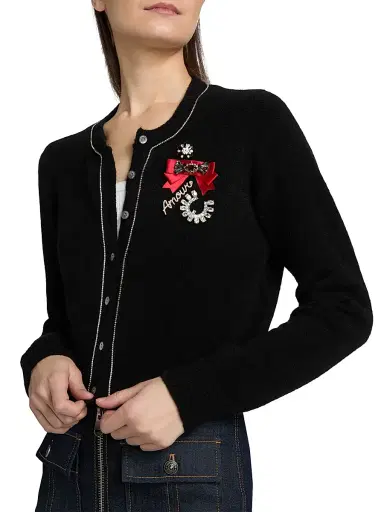 Cinq à Sept Women's Allura Crystal Brooch-Embellished Bouclé Cardigan | Thumbnail 6 Cinq à Sept Women's Allura Crystal Brooch-Embellished Bouclé Cardigan | Thumbnail 6