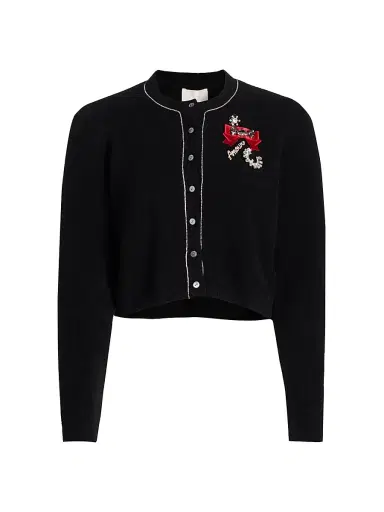 Cinq à Sept Women's Allura Crystal Brooch-Embellished Bouclé Cardigan | Thumbnail 1 Cinq à Sept Women's Allura Crystal Brooch-Embellished Bouclé Cardigan | Thumbnail 1
