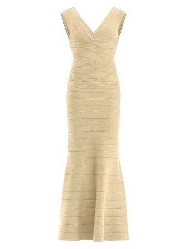 Hervé Léger Women's The Mira Metallic Bandage Gown - Metallic Gold | Thumbnail 1 Hervé Léger Women's The Mira Metallic Bandage Gown - Metallic Gold | Thumbnail 1