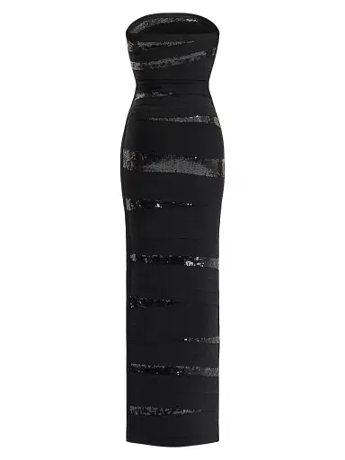 Hervé Léger Women's The Chiara Sequined Body-Con Gown - Black | Thumbnail 2 Hervé Léger Women's The Chiara Sequined Body-Con Gown - Black | Thumbnail 2