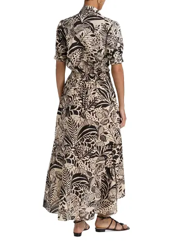 Poupette St Barth Women's Eren Leaf-Print Cotton Tie-Waist Maxi Dress - Black Toucan | Thumbnail 5 Poupette St Barth Women's Eren Leaf-Print Cotton Tie-Waist Maxi Dress - Black Toucan | Thumbnail 5