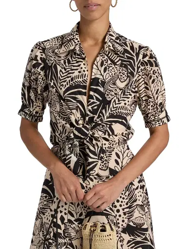Poupette St Barth Women's Eren Leaf-Print Cotton Tie-Waist Maxi Dress - Black Toucan | Thumbnail 6 Poupette St Barth Women's Eren Leaf-Print Cotton Tie-Waist Maxi Dress - Black Toucan | Thumbnail 6