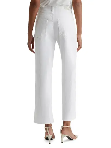 AG Jeans Women's Brinley Stretch Mid-Rise Straight Crop Jeans - White - Size 32 | Thumbnail 3 AG Jeans Women's Brinley Stretch Mid-Rise Straight Crop Jeans - White - Size 32 | Thumbnail 3