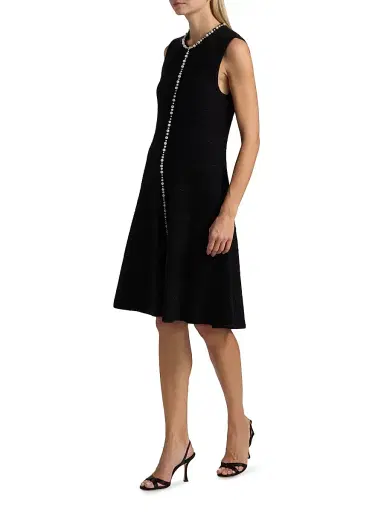 Teri Jon by Rickie Freeman Women's Metallic Knit Pearl Appliqué Knee-Length Dress - Black - Size XS | Thumbnail 4 Teri Jon by Rickie Freeman Women's Metallic Knit Pearl Appliqué Knee-Length Dress - Black - Size XS | Thumbnail 4