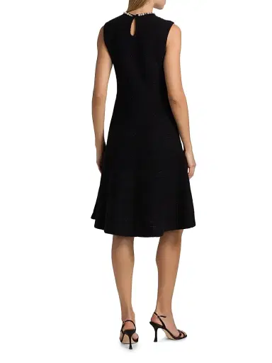 Teri Jon by Rickie Freeman Women's Metallic Knit Pearl Appliqué Knee-Length Dress - Black - Size XS | Thumbnail 5 Teri Jon by Rickie Freeman Women's Metallic Knit Pearl Appliqué Knee-Length Dress - Black - Size XS | Thumbnail 5