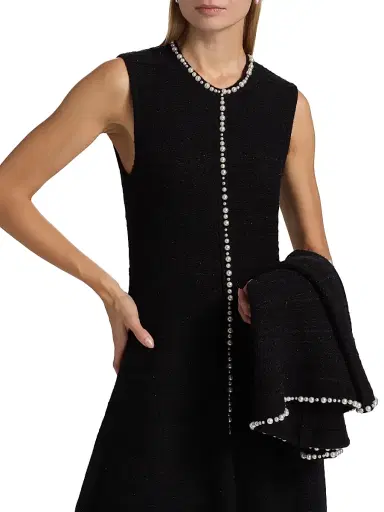 Teri Jon by Rickie Freeman Women's Metallic Knit Pearl Appliqué Knee-Length Dress - Black - Size XS | Thumbnail 6 Teri Jon by Rickie Freeman Women's Metallic Knit Pearl Appliqué Knee-Length Dress - Black - Size XS | Thumbnail 6