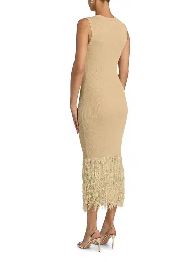 Milly Women's Raz Metallic Fringed Midi-Dress - Gold | Thumbnail 5 Milly Women's Raz Metallic Fringed Midi-Dress - Gold | Thumbnail 5