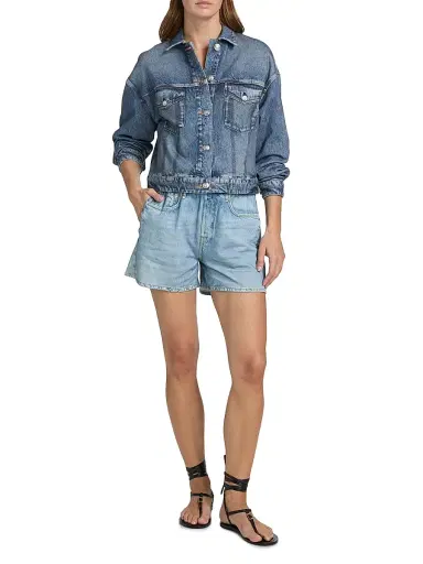 rag & bone Women's rb Miramar Terry Denim-Effect Trucker Jacket - Walker | Thumbnail 2 rag & bone Women's rb Miramar Terry Denim-Effect Trucker Jacket - Walker | Thumbnail 2