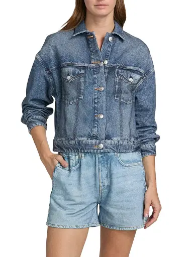 rag & bone Women's rb Miramar Terry Denim-Effect Trucker Jacket - Walker | Thumbnail 3 rag & bone Women's rb Miramar Terry Denim-Effect Trucker Jacket - Walker | Thumbnail 3