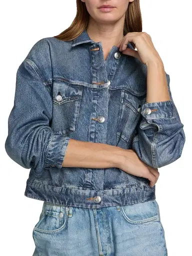 rag & bone Women's rb Miramar Terry Denim-Effect Trucker Jacket - Walker | Thumbnail 6 rag & bone Women's rb Miramar Terry Denim-Effect Trucker Jacket - Walker | Thumbnail 6