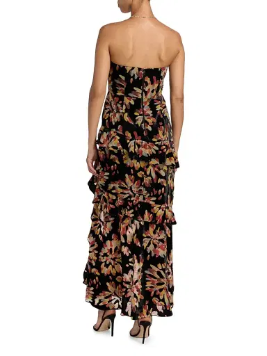 Milly Women's Raelynn Confetti Burnout Velvet Ruffle Maxi Dress - Black Multi | Thumbnail 5 Milly Women's Raelynn Confetti Burnout Velvet Ruffle Maxi Dress - Black Multi | Thumbnail 5