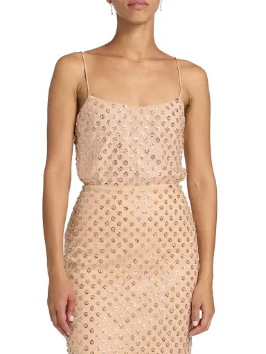 Milly Women's Rylan Sequined-Beaded Tank - Tan | Thumbnail 3 Milly Women's Rylan Sequined-Beaded Tank - Tan | Thumbnail 3
