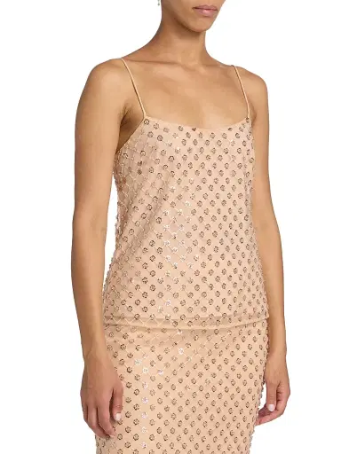Milly Women's Rylan Sequined-Beaded Tank - Tan | Thumbnail 4 Milly Women's Rylan Sequined-Beaded Tank - Tan | Thumbnail 4