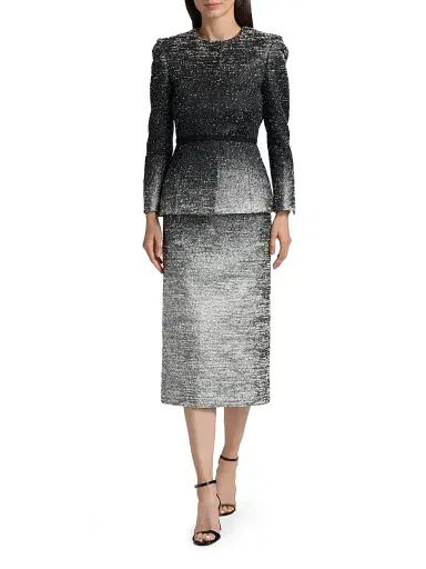 Oscar de la Renta Women's Metallic Ombré Bouclé Knit Jacket | Thumbnail 2 Oscar de la Renta Women's Metallic Ombré Bouclé Knit Jacket | Thumbnail 2