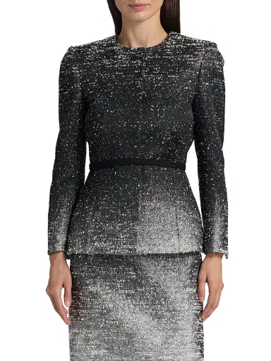 Oscar de la Renta Women's Metallic Ombré Bouclé Knit Jacket | Thumbnail 3 Oscar de la Renta Women's Metallic Ombré Bouclé Knit Jacket | Thumbnail 3