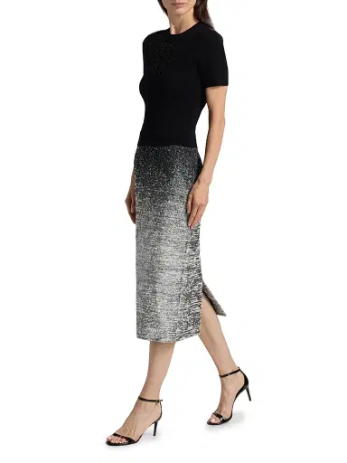 Oscar de la Renta Women's Metallic Ombré Bouclé Knit Pencil Skirt - Black | Thumbnail 2 Oscar de la Renta Women's Metallic Ombré Bouclé Knit Pencil Skirt - Black | Thumbnail 2