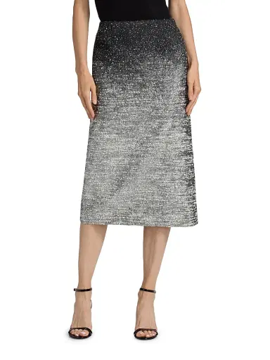 Oscar de la Renta Women's Metallic Ombré Bouclé Knit Pencil Skirt - Black | Thumbnail 3 Oscar de la Renta Women's Metallic Ombré Bouclé Knit Pencil Skirt - Black | Thumbnail 3