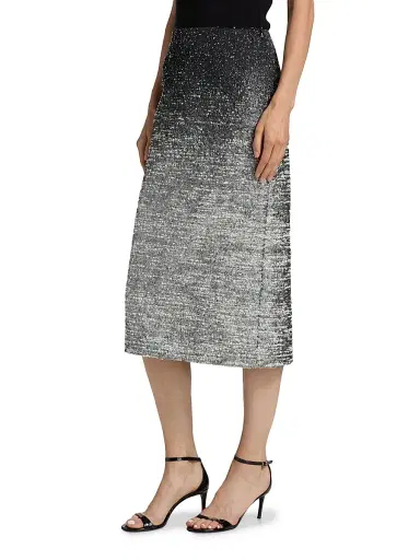 Oscar de la Renta Women's Metallic Ombré Bouclé Knit Pencil Skirt - Black | Thumbnail 4 Oscar de la Renta Women's Metallic Ombré Bouclé Knit Pencil Skirt - Black | Thumbnail 4