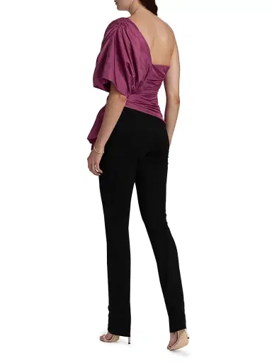 BCBGMAXAZRIA Women's Bow-Detailed Draped One-Shoulder Jumpsuit | Thumbnail 5 BCBGMAXAZRIA Women's Bow-Detailed Draped One-Shoulder Jumpsuit | Thumbnail 5