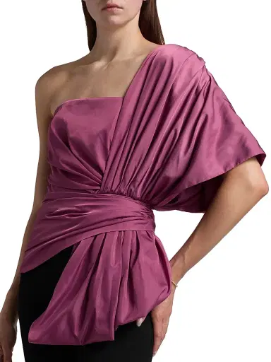 BCBGMAXAZRIA Women's Bow-Detailed Draped One-Shoulder Jumpsuit | Thumbnail 6 BCBGMAXAZRIA Women's Bow-Detailed Draped One-Shoulder Jumpsuit | Thumbnail 6
