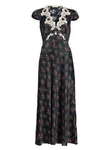 DÔEN Women's Coraline Lace-Trim Floral Satin Midi-Dress - Fleur Du Palais | Thumbnail 1 DÔEN Women's Coraline Lace-Trim Floral Satin Midi-Dress - Fleur Du Palais | Thumbnail 1