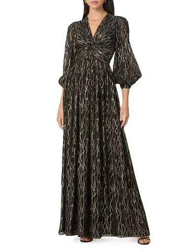 Shoshanna Women's Rosalie Metallic Maxi Dress - Jet Gold | Thumbnail 2 Shoshanna Women's Rosalie Metallic Maxi Dress - Jet Gold | Thumbnail 2