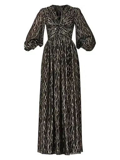 Shoshanna Women's Rosalie Metallic Maxi Dress - Jet Gold | Thumbnail 1 Shoshanna Women's Rosalie Metallic Maxi Dress - Jet Gold | Thumbnail 1