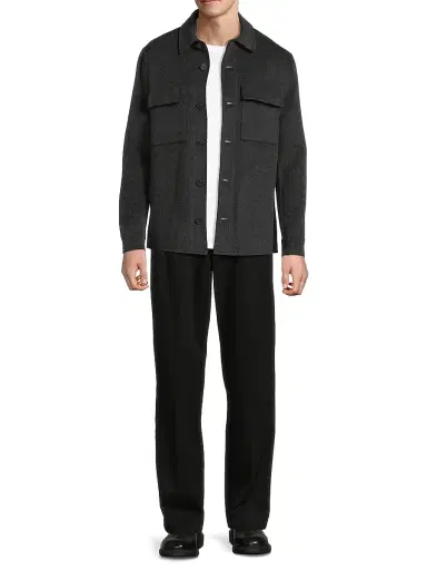 Reiss Men's Net Wool-Blend Overshirt - Charcoal Grey | Thumbnail 2 Reiss Men's Net Wool-Blend Overshirt - Charcoal Grey | Thumbnail 2