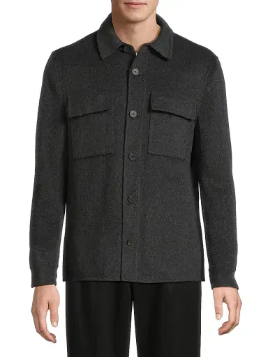 Reiss Men's Net Wool-Blend Overshirt - Charcoal Grey | Thumbnail 3 Reiss Men's Net Wool-Blend Overshirt - Charcoal Grey | Thumbnail 3