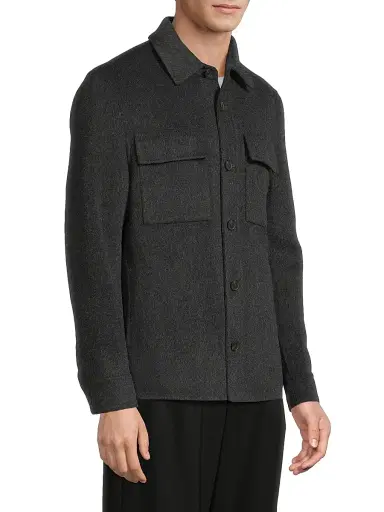 Reiss Men's Net Wool-Blend Overshirt - Charcoal Grey | Thumbnail 4 Reiss Men's Net Wool-Blend Overshirt - Charcoal Grey | Thumbnail 4