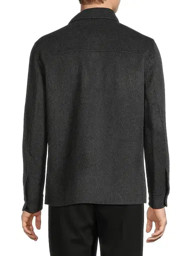 Reiss Men's Net Wool-Blend Overshirt - Charcoal Grey | Thumbnail 5 Reiss Men's Net Wool-Blend Overshirt - Charcoal Grey | Thumbnail 5