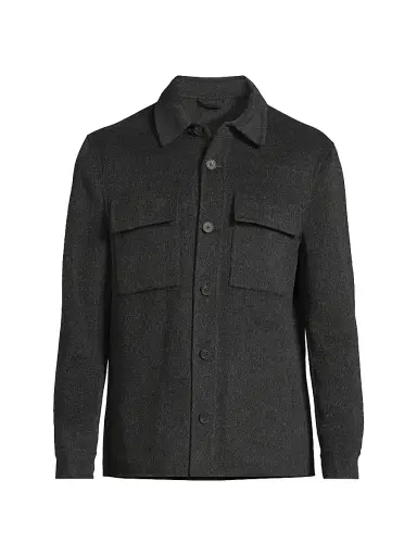 Reiss Men's Net Wool-Blend Overshirt - Charcoal Grey | Thumbnail 1 Reiss Men's Net Wool-Blend Overshirt - Charcoal Grey | Thumbnail 1