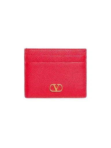 Valentino Garavani Women's VLogo Signature Grainy Calfskin Card Holder - Rouge Pur | Thumbnail 1 Valentino Garavani Women's VLogo Signature Grainy Calfskin Card Holder - Rouge Pur | Thumbnail 1