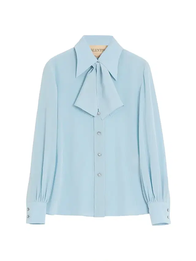 Women's Crepe De Chine Shirt - Sky Blue Women's Crepe De Chine Shirt - Sky Blue
