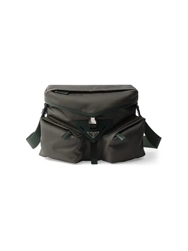 Men's Re-Nylon and Leather Shoulder Bag - Green Men's Re-Nylon and Leather Shoulder Bag - Green