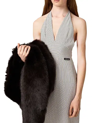 Miu Miu Women's Crêpe De Chine Dress - Beige - Size 6 | Thumbnail 4 Miu Miu Women's Crêpe De Chine Dress - Beige - Size 6 | Thumbnail 4