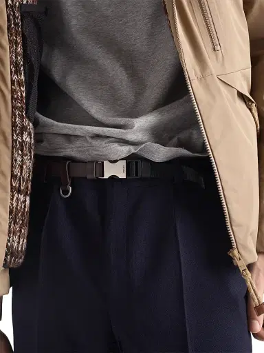 Prada Men's Leather and Woven Nylon Tape Belt - Brown | Thumbnail 2 Prada Men's Leather and Woven Nylon Tape Belt - Brown | Thumbnail 2