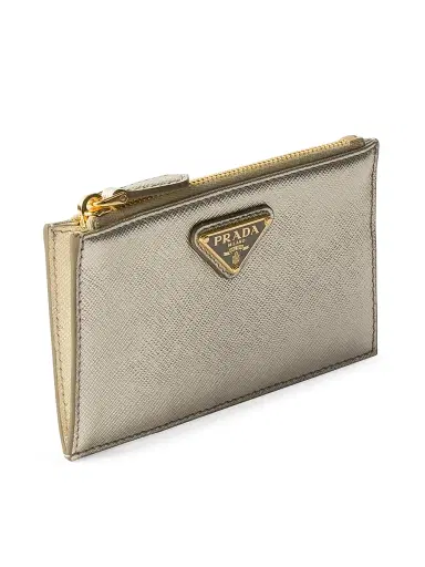 Prada Women's Saffiano Leather Card Holder - Gold | Thumbnail 2 Prada Women's Saffiano Leather Card Holder - Gold | Thumbnail 2
