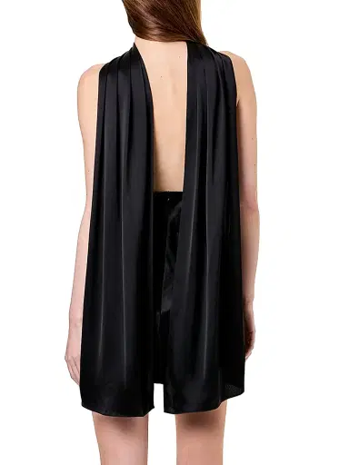 NICHOLAS Women's Lita Satin Scarf Open-Back Minidress - Black | Thumbnail 4 NICHOLAS Women's Lita Satin Scarf Open-Back Minidress - Black | Thumbnail 4