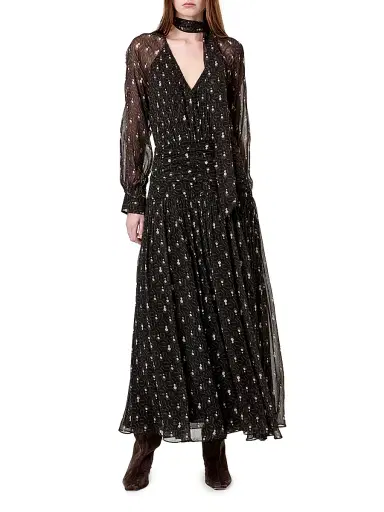 NICHOLAS Women's Draya Scarf V-Neck Maxi Dress - Opal Geo Black | Thumbnail 2 NICHOLAS Women's Draya Scarf V-Neck Maxi Dress - Opal Geo Black | Thumbnail 2