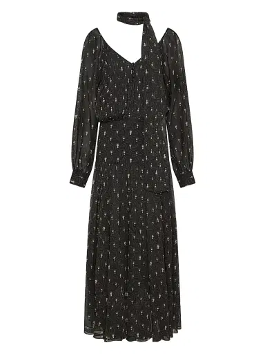 NICHOLAS Women's Draya Scarf V-Neck Maxi Dress - Opal Geo Black | Thumbnail 1 NICHOLAS Women's Draya Scarf V-Neck Maxi Dress - Opal Geo Black | Thumbnail 1