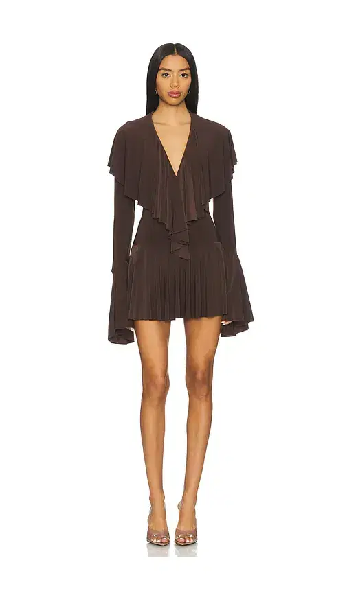 x REVOLVE Long Sleeve Deep V Ruffle Mini Dress x REVOLVE Long Sleeve Deep V Ruffle Mini Dress