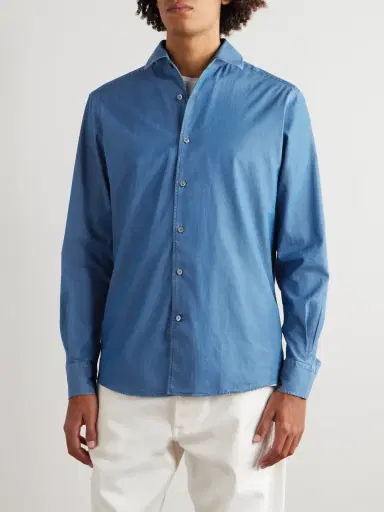 Zegna Cotton-Chambray Shirt - Men | Thumbnail 3 Zegna Cotton-Chambray Shirt - Men | Thumbnail 3