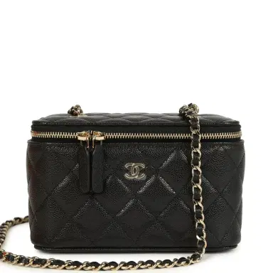 Chanel Chanel Small Classic Vanity Case Black Shiny Caviar Light Gold Hardware | Thumbnail 1 Chanel Chanel Small Classic Vanity Case Black Shiny Caviar Light Gold Hardware | Thumbnail 1