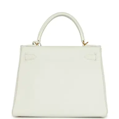 HERMÈS Hermes Kelly Retourne 28 White Clemence Gold Hardware | Thumbnail 4 HERMÈS Hermes Kelly Retourne 28 White Clemence Gold Hardware | Thumbnail 4