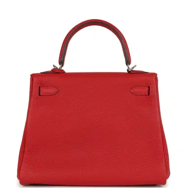HERMÈS Pre-owned Hermes Kelly Retourne 25 Rouge Casaque Togo Palladium Hardware | Thumbnail 4 HERMÈS Pre-owned Hermes Kelly Retourne 25 Rouge Casaque Togo Palladium Hardware | Thumbnail 4