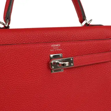 HERMÈS Pre-owned Hermes Kelly Retourne 25 Rouge Casaque Togo Palladium Hardware | Thumbnail 7 HERMÈS Pre-owned Hermes Kelly Retourne 25 Rouge Casaque Togo Palladium Hardware | Thumbnail 7
