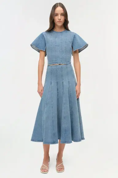 Simkhai Kolby Structured Denim Top | Thumbnail 3 Simkhai Kolby Structured Denim Top | Thumbnail 3