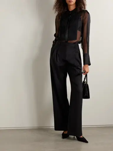TWP Peyton Pintucked Silk-organza And Satin Blouse | Thumbnail 2 TWP Peyton Pintucked Silk-organza And Satin Blouse | Thumbnail 2