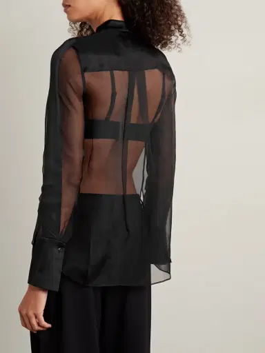 TWP Peyton Pintucked Silk-organza And Satin Blouse | Thumbnail 4 TWP Peyton Pintucked Silk-organza And Satin Blouse | Thumbnail 4